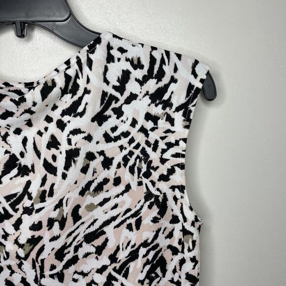 CALVIN KLEIN Sleeveless Top Women XS NEW Ivory-Pink Print Hardware-Detail Career - Picture 4 of 8